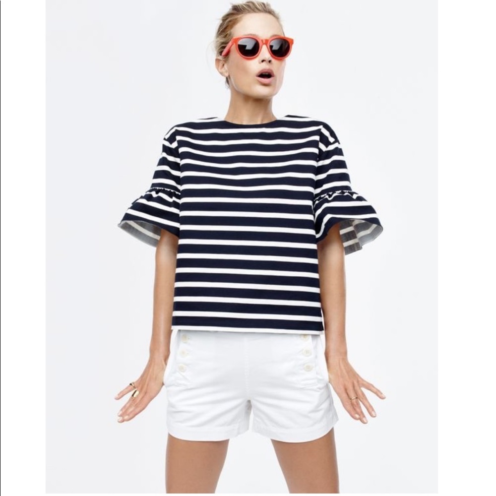 J Crew Flutter Sleeve Striped Top